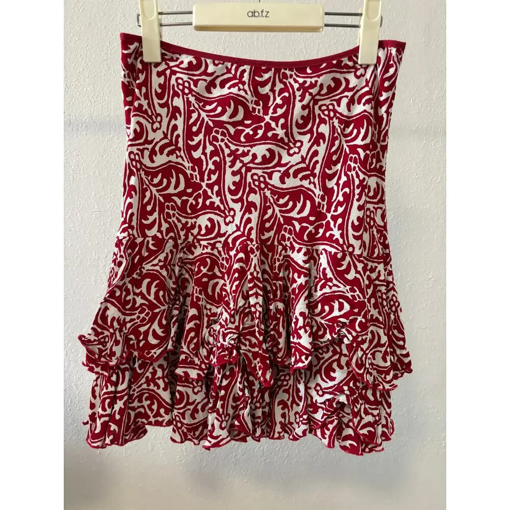 Vintage Y2K Loco Lindo Ruffled Skirt Size Large Red Cottagecore Boho - Picture 2 of 4
